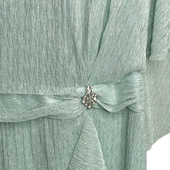 R&M Richards Cocktail Caplet Dress Seafoam Rhinestone Ruffle Mother Party Size18 - Picture 11 of 11